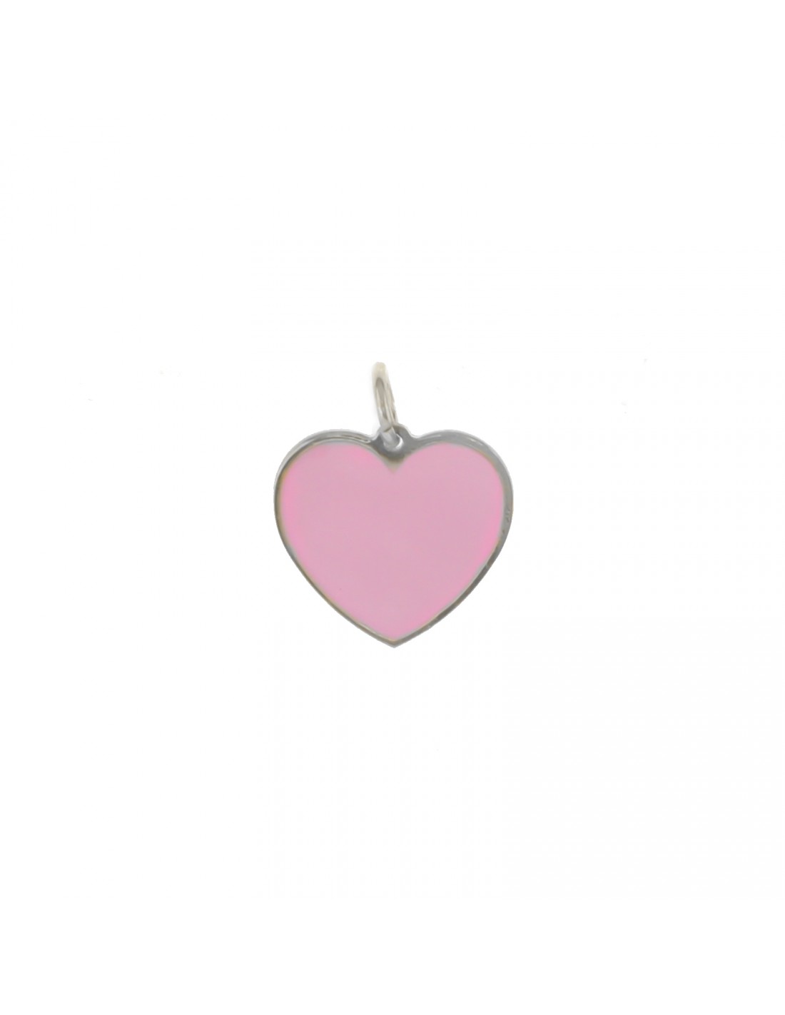 Collana cuore rosa smaltato, placcato argento