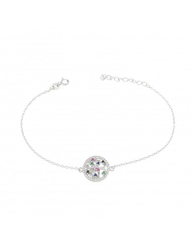 Bracciale albero della vita con zirconi multicolor in argento 925 placcato oro bianco