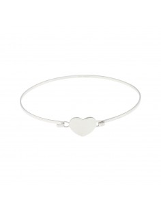 Bracciale rigido regolabile con chiusura a cuore in argento 925 placcato oro bianco